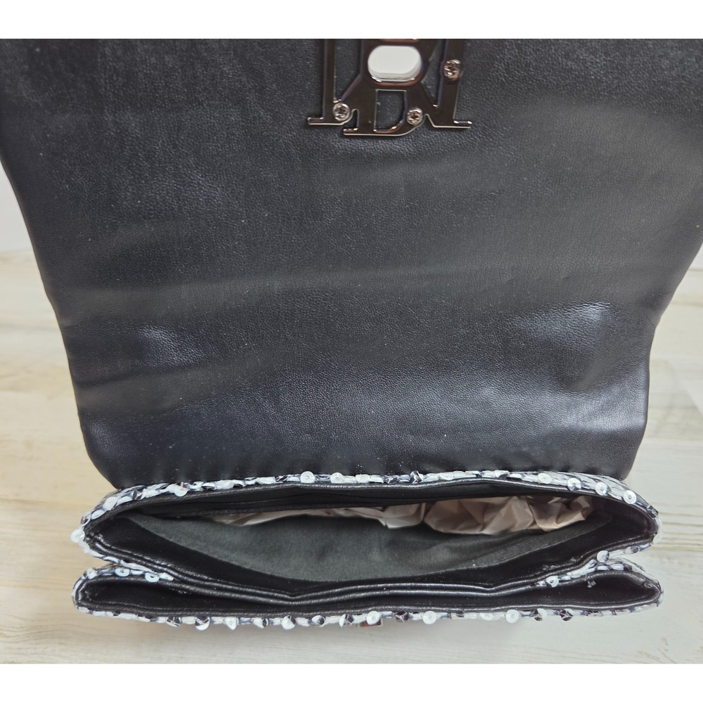 Badgley Mischka Zebra Crossbodybag Sequin Black White Vegan Leather NWT - Picture 11 of 13